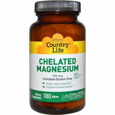 Country Life, カントリーライフ, キレート化されたマグネシウム, 250 mg, 180錠