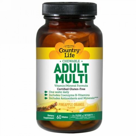 Country Life, Adult Multi, Chewable, Pineapple-Orange, 60 Wafers