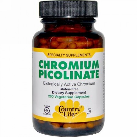Country Life, Chromium Picolinate, 200 Vegetarian Capsules (Discontinued Item)