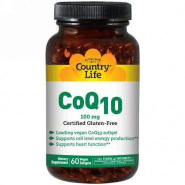 Country Life, CoQ10, 100 mg, 120ベーガンソフトゼリー