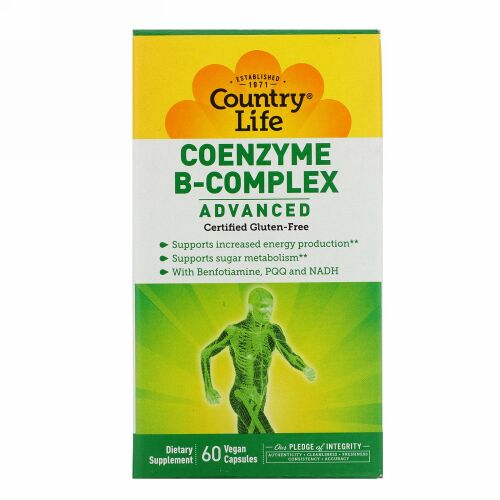 Country Life, コエンザイム B-複合体, アドバンスト, 60 ベジタブルカプセル