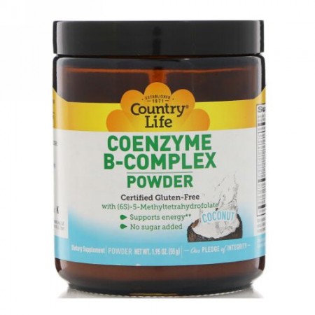 Country Life, コエンザイムBコンプレックスパウダー、ココナッツ、1.95 oz (55 g) (Discontinued Item)