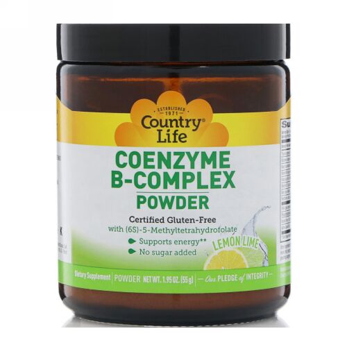 Country Life, コエンザイムBコンプレックスパウダー、レモンライム、1.95 oz (55 g) (Discontinued Item)
