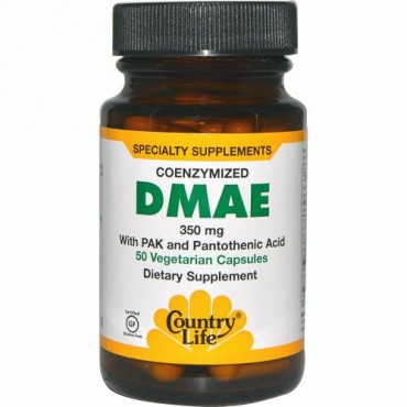 Country Life, カントリーライフ, グルテンフリー, DMAE, 補酵素化, 350 mg, 50粒（ベジタリアンカプセル）