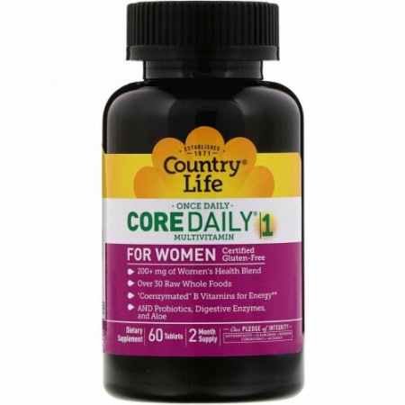 Country Life, 女性用Core Daily-1（コアデイリー1）マルチビタミン、60粒