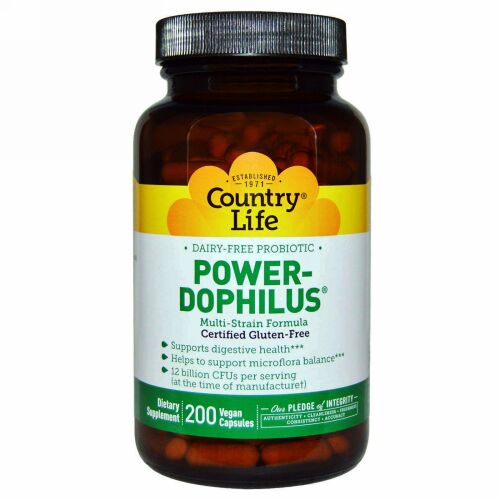 Country Life, カントリーライフ, グルテンフリー, パワードフィルス（Power-Dophilus）, 200粒（ベーガンカプセル）