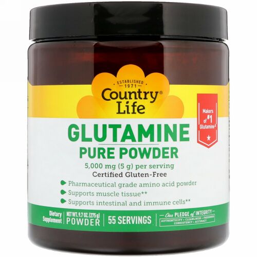 Country Life, グルタミン純粉末、5000mg、9.7オンス (275 g)