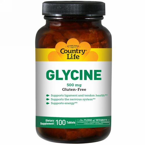 Country Life, グリシン、 500 mg、 100タブレット