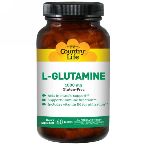 Country Life, L-グルタミン、1000 mg、60 錠 (Discontinued Item)