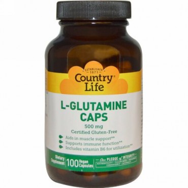 Country Life, L-グルタミン・キャップ、500 mg、ベジキャップ 100 錠 (Discontinued Item)