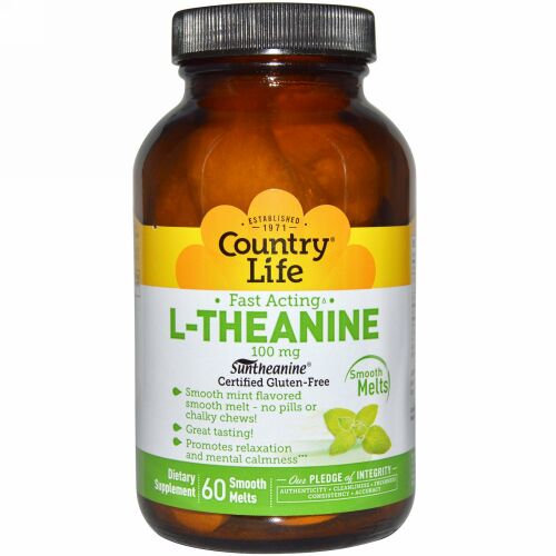Country Life, L-テアニン, 100 mg, 60錠（スムースメルト） (Discontinued Item)