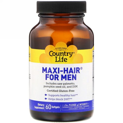Country Life, Maxi-Hair（マキシヘア）男性用、ソフトジェル60粒