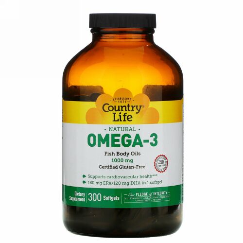 Country Life, オメガ-3、1000 mg、300 ソフトジェル