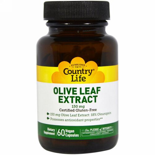 Country Life, オリーブの葉エキス, 150 mg, 60粒（ベジタリアンカプセル） (Discontinued Item)