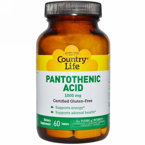 Country Life, パントテン酸 , 1000 mg, 60錠 (Discontinued Item)