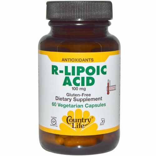 Country Life, R-リポ酸、100mg、ベジカプセル60粒