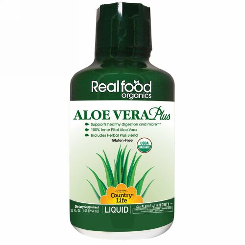 Country Life, リアルフードオーガニックス、アロエベラプラス、32 fl oz (944 ml) (Discontinued Item)