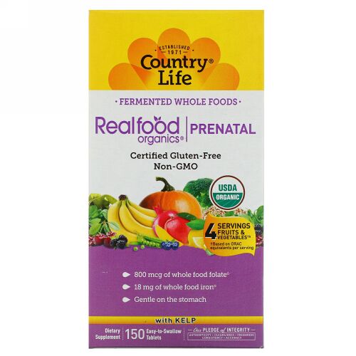 Country Life, Realfood Organics, Prenatal, 150 Easy-to-Swallow Tablets