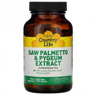 Country Life, Saw Palmetto & Pygeum Extract, 90 Vegan Capsules