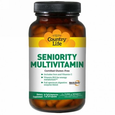 Country Life, シニアリティマルチビタミン、ベジキャップ使用 120 錠