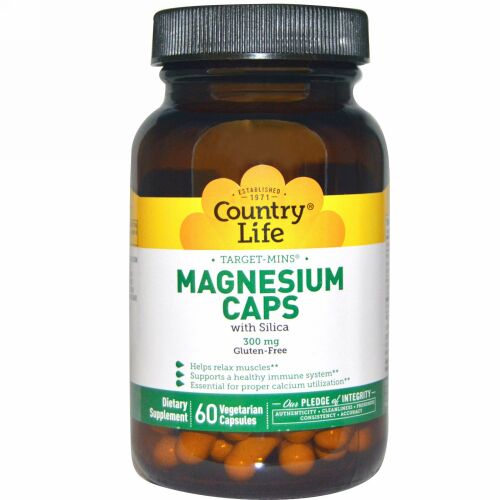 Country Life, ターゲットミネラル, マグネシウムカプセル, 300 mg, 60粒（ベジタリアンカプセル） (Discontinued Item)