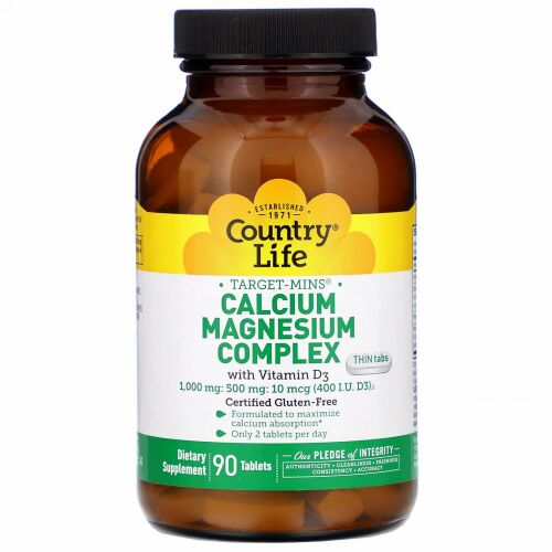 Country Life, Calcium Magnesium Complex with Vitamin D3, 90 Tablets