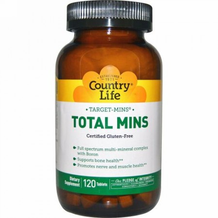 Country Life, Target-Mins、トータル・ミンズ、ホウ素入りマルチミネラル複合体、タブレット120 錠
