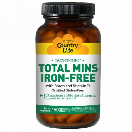 Country Life, Target-Mins, Total Mins, Iron-Free, 150 Veggie Caps (Discontinued Item)