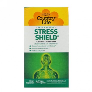 Country Life, ストレスシールド、トリプルアクション、ベジキャップ使用 60 錠