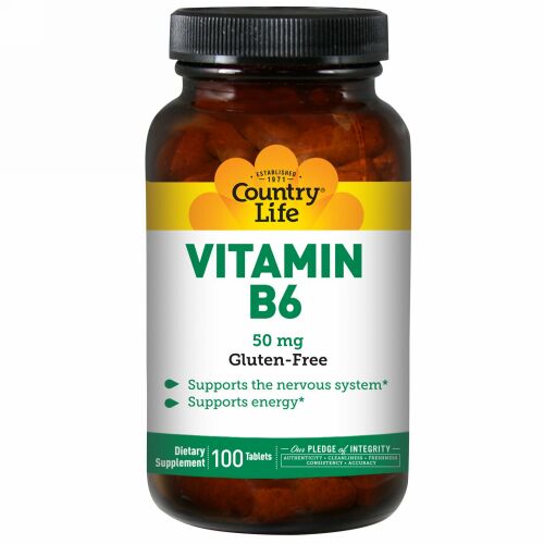 Country Life, ビタミン B6、50 mg、100 錠 (Discontinued Item)
