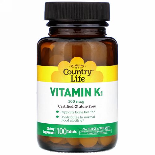 Country Life, ビタミンK1、100 mcg、100粒