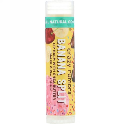 Crazy Rumors, シアバター入りリップバーム、バナナスプリット、0.15 oz (4.4 ml) (Discontinued Item)