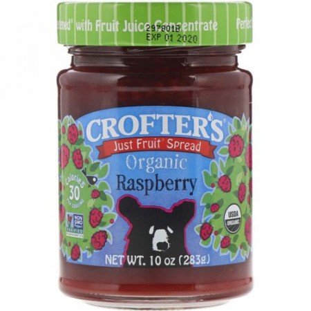 Crofter's Organic, Just Fruit Spread、オーガニック・ラズベリー、 10 oz (283 g) (Discontinued Item)
