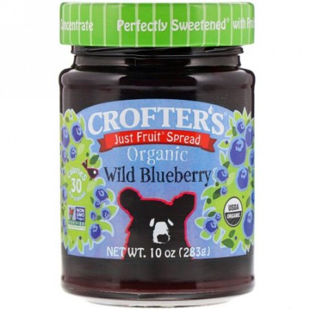 Crofter's Organic, Just Fruit Spread, Wild Blueberry, 10 oz (Discontinued Item)
