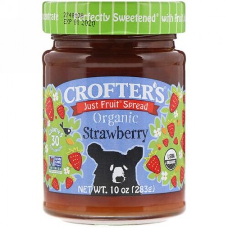 Crofter's Organic, オーガニック, ジャストフルーツ スプレッド, ストロベリー, 10 oz (283 g) (Discontinued Item)