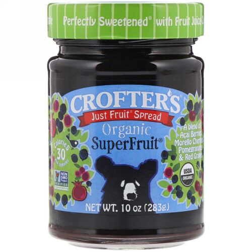 Crofter's Organic, オーガニック、 ジャストフルーツスプレッド、 スーパーフルーツ、 10 oz (283 g) (Discontinued Item)