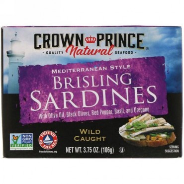 Crown Prince Natural, ブリスリング・サーディン, 地中海スタイル, 3.75 オンス (106 g) (Discontinued Item)