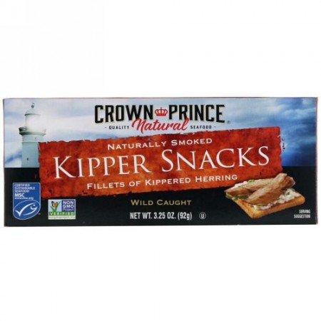 Crown Prince Natural, 燻製ニシンの軽食（Kipper Snacks）, 自然に燻製, 3.25オンス（92 g） (Discontinued Item)