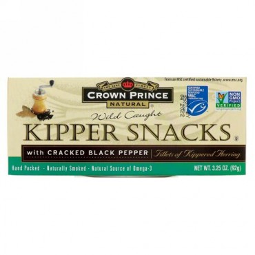 Crown Prince Natural, ひび割れ黒コショウ入りキッパースナック、3.25オンス（92 g） (Discontinued Item)