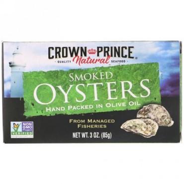 Crown Prince Natural, スモークオイスター、オリーブオイル漬け、85 g