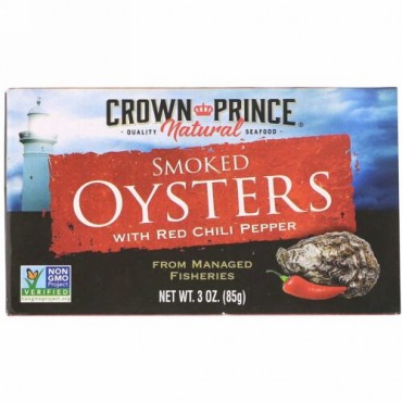 Crown Prince Natural, 燻製オイスターと赤唐辛子、85g （3oz）