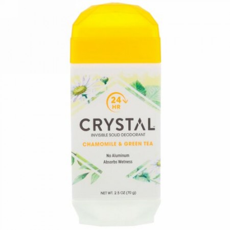 Crystal Body Deodorant, インビジブルソリッドデオドラント、カモミール＆グリーンティー、2.5オンス（70g）