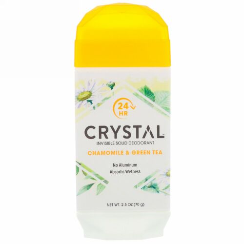 Crystal Body Deodorant, インビジブルソリッドデオドラント、カモミール＆グリーンティー、2.5オンス（70g）