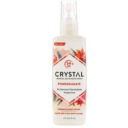 Crystal Body Deodorant, ミネラルデオドラントスプレー、ザクロの香り、118ml（4fl oz）
