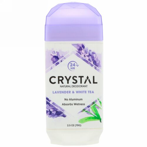 Crystal Body Deodorant, ナチュラルデオドラント、ラベンダー & ホワイトティー、2.5オンス (70 g)