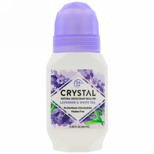 Crystal Body Deodorant, 回転塗布式天然デオドラント、ラベンダー & 白茶、2.25 fl oz (66 ml)