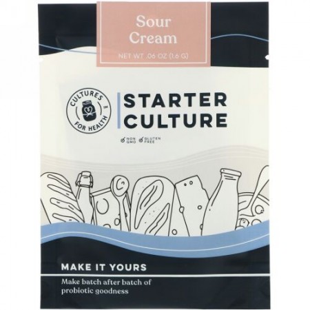 Cultures for Health, Starter Culture,  Sour Cream , 4 Packets, .06 oz (1.6 g) (Discontinued Item)
