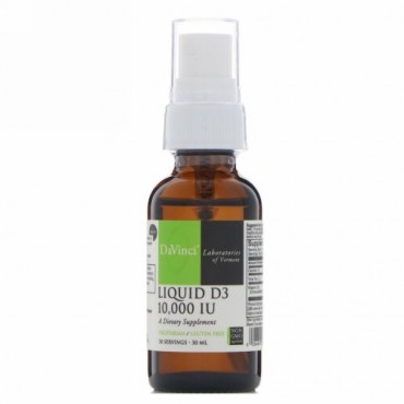 DaVinci Laboratories of Vermont, 液体 D3、 10000 IU、 30 ml
