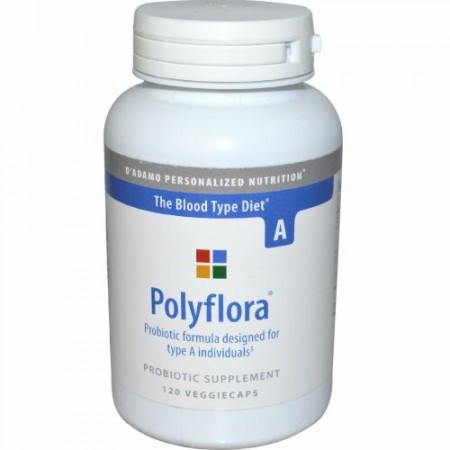 D'adamo, ポリフローラ®（Polyflora）, 血液型A向けプロバイオティックフォーミュラ, 120 ベジカプセル (Discontinued Item)