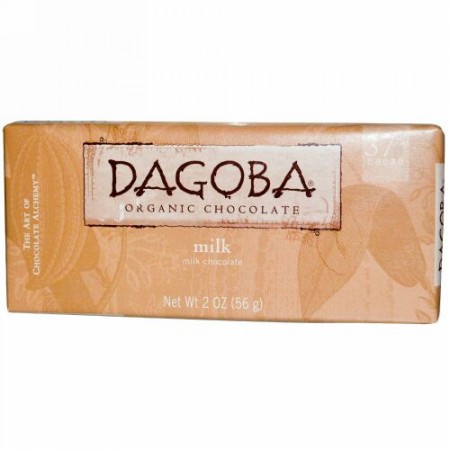 Dagoba Organic Chocolate, ダゴバオーガニックチョコレート, ミルクチョコレート　2 oz (56 g) (Discontinued Item)